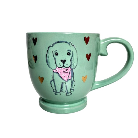 Belle Maison Dog Lover’s Coffee Mug, Mint Green With Gold Hearts - Picture 11 of 12